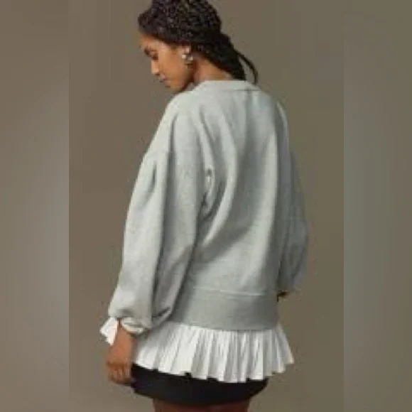 Maeve Long-Sleeve V-Neck Twofer Fleece Knit Pullover Kelly Green NWT Size XL - Picture 4 of 9